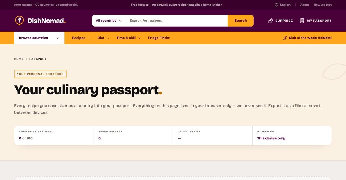dishnomad.com — Kulinarski pasoš bez naloga
